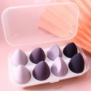 8 Piece Makeup Sponge Set in Purple Tones